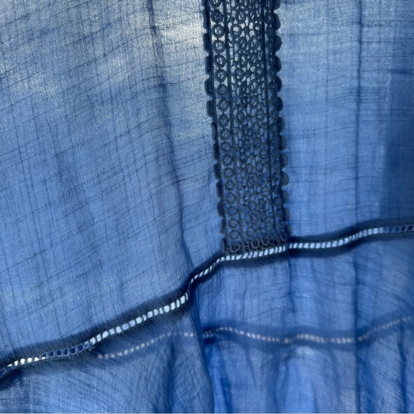 Liz Claiborne Blue Ruffle Bell Sleeve Peplum Blouse XL - Picture 8 of 9